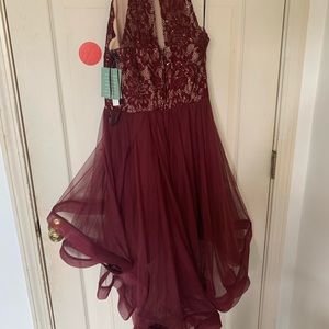 burgundy prom dress